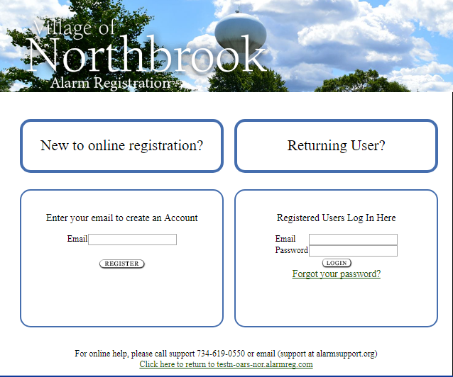 Online Alarm Registration Form